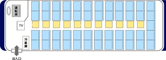 大型バス　定員60人乗り（正座席49席＋補助席11席）