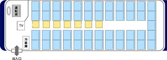 大型バス　56人乗り（正座席49席＋補助席7席）