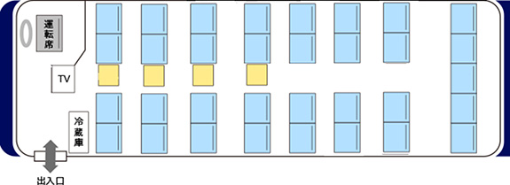 37人乗り（正座席33席＋補助席4席）※サロン使用も可能：33人乗り（正座席29席＋補助席4席）